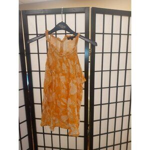 Rachel Zoe Tank Top Orange & White Floral Size XS Tropical Ruffle Sleeveless